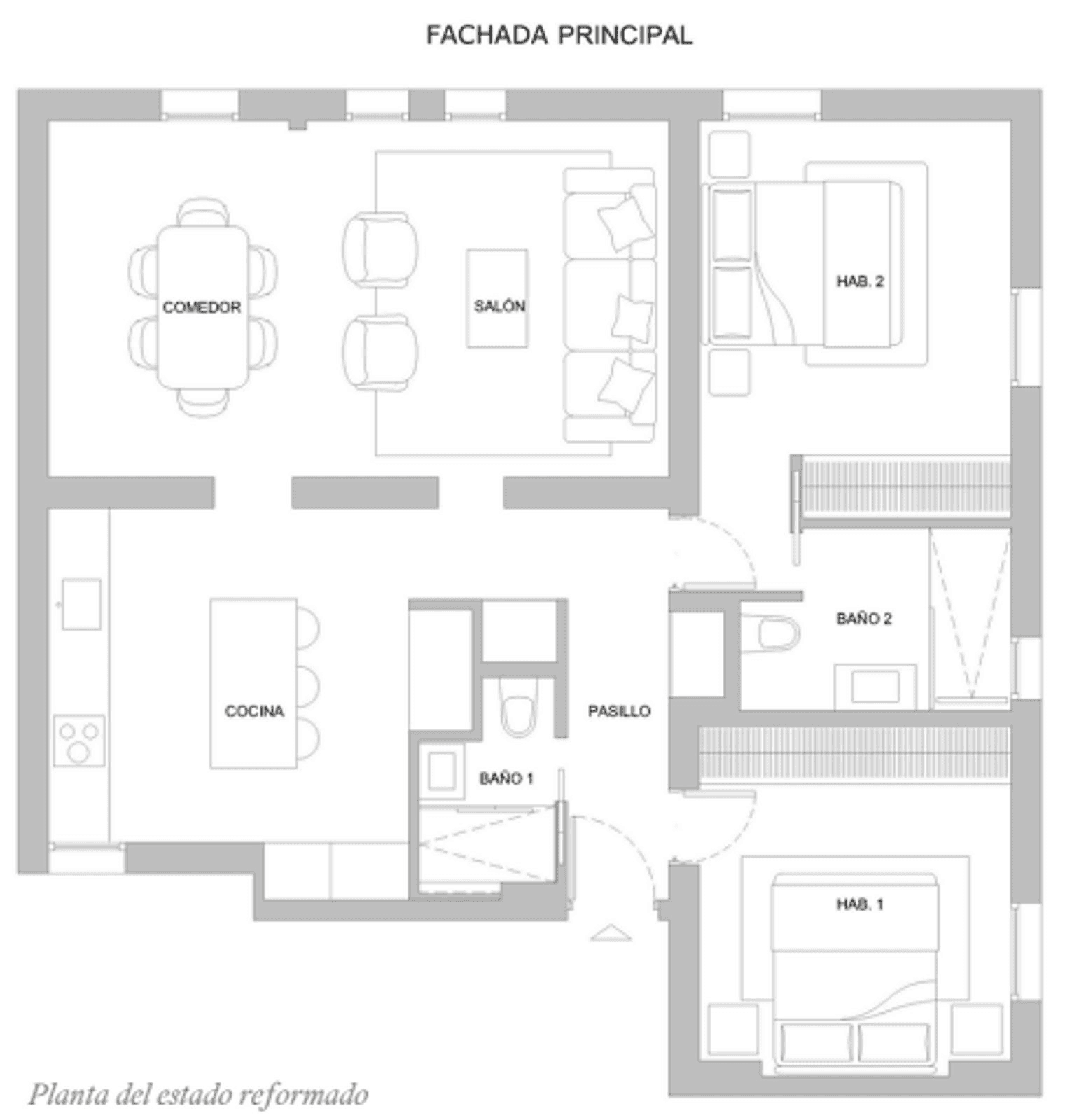 Plano de planta — Luz, funcionalidad y calma residencial en Almagro, Chamberí - Almagro