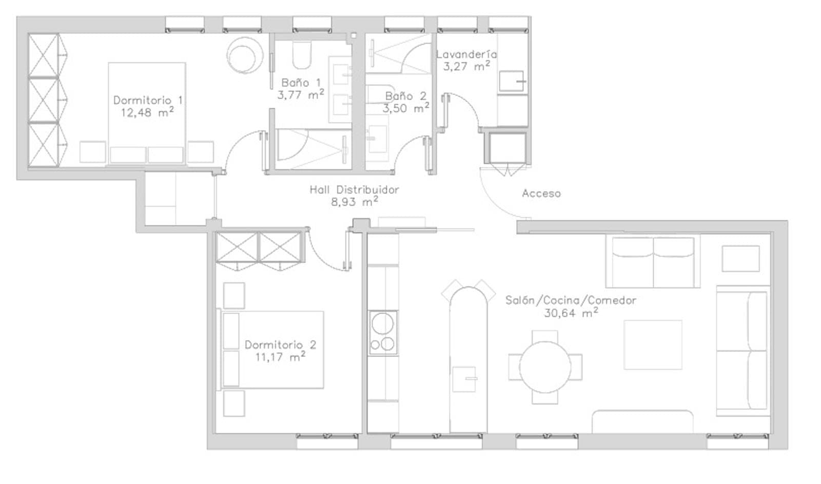 Plano de planta — Calidez contemporánea en una finca clásica de Lista, Barrio de Salamanca - Lista