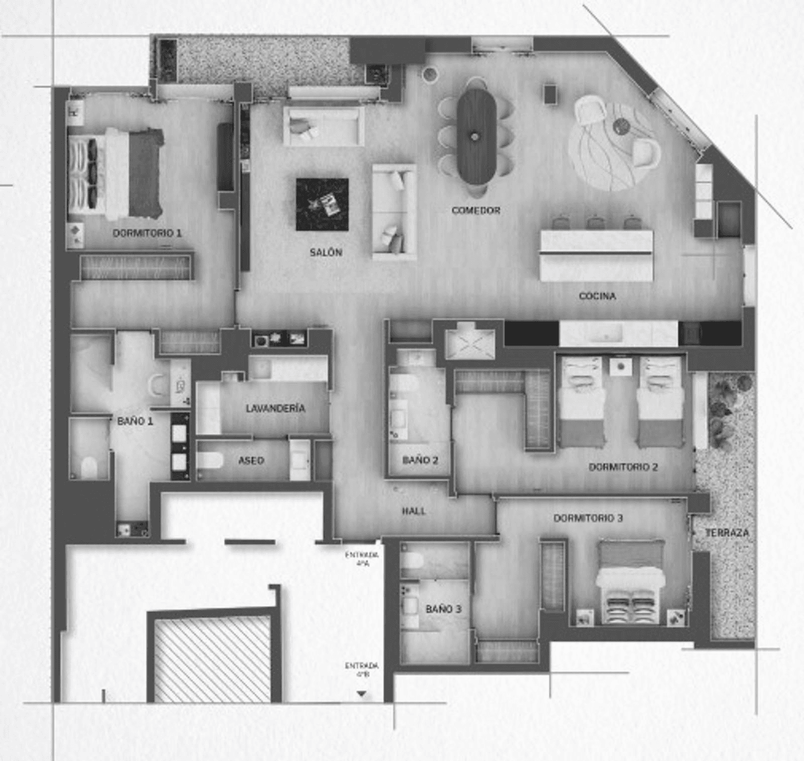 Plano de planta — Balcones exteriores y diseño funcional en Goya, Barrio de Salamanca - Goya