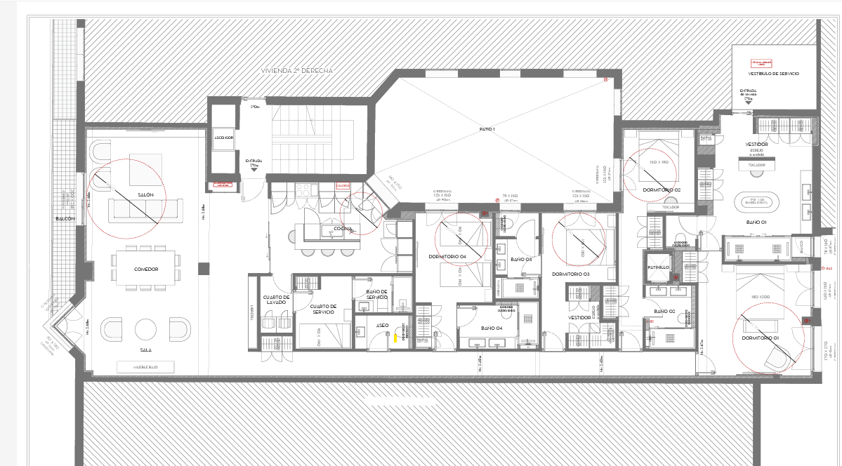 Plano de planta — Terraza y gran amplitud familiar en Goya, Barrio de Salamanca - Goya