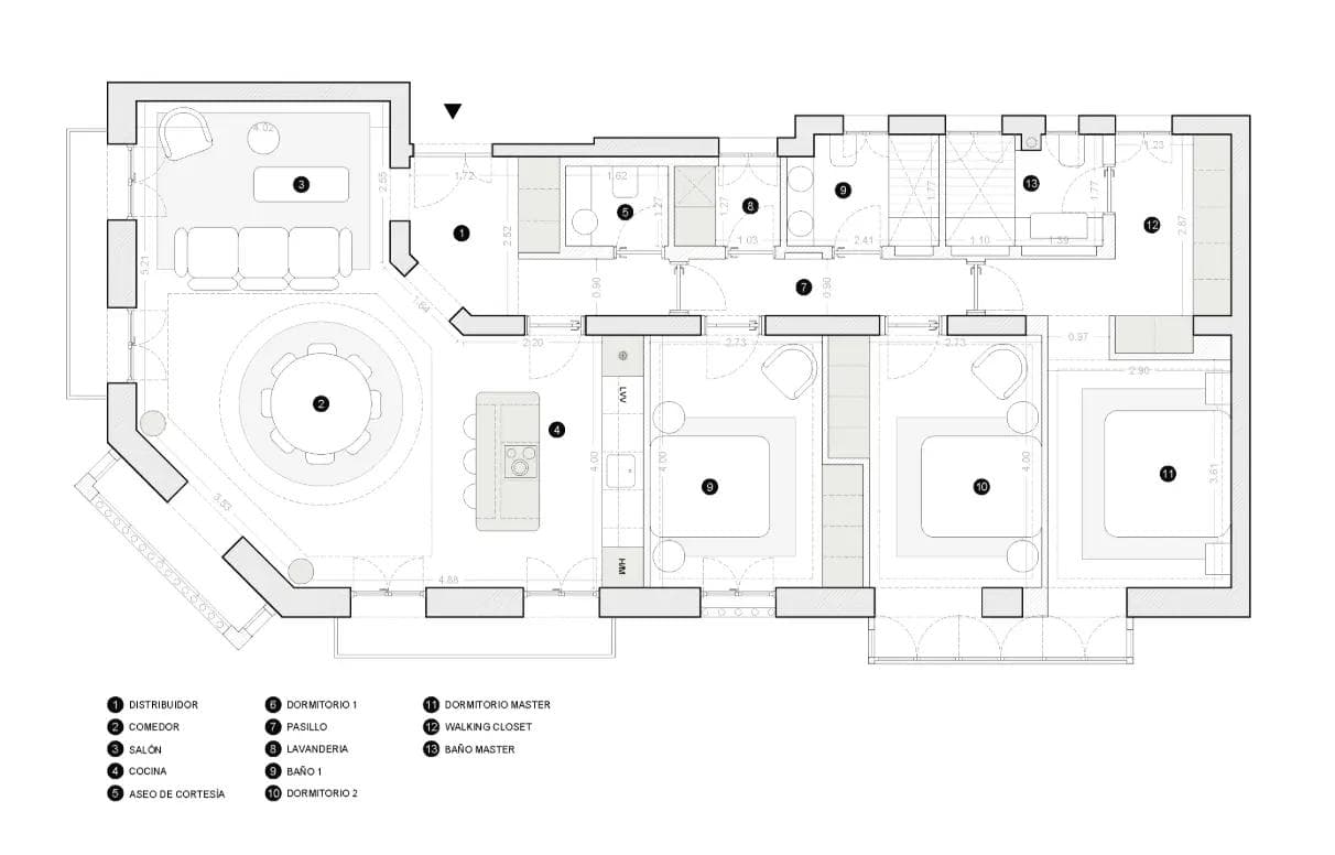 Plano de planta — Potencial de reforma y luz natural en Ríos Rosas, Chamberí - Ríos Rosas