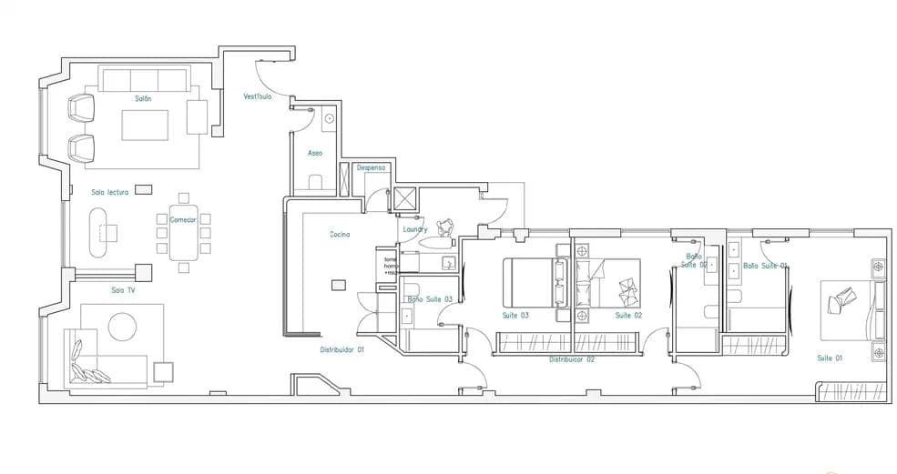 Plano de planta — Tres terrazas y diseño contemporáneo en Recoletos, Barrio de Salamanca - Recoletos