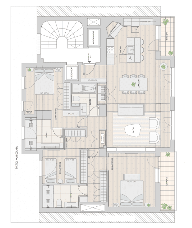Plano de planta — Confort contemporáneo y calma en Lista, Barrio de Salamanca - Lista