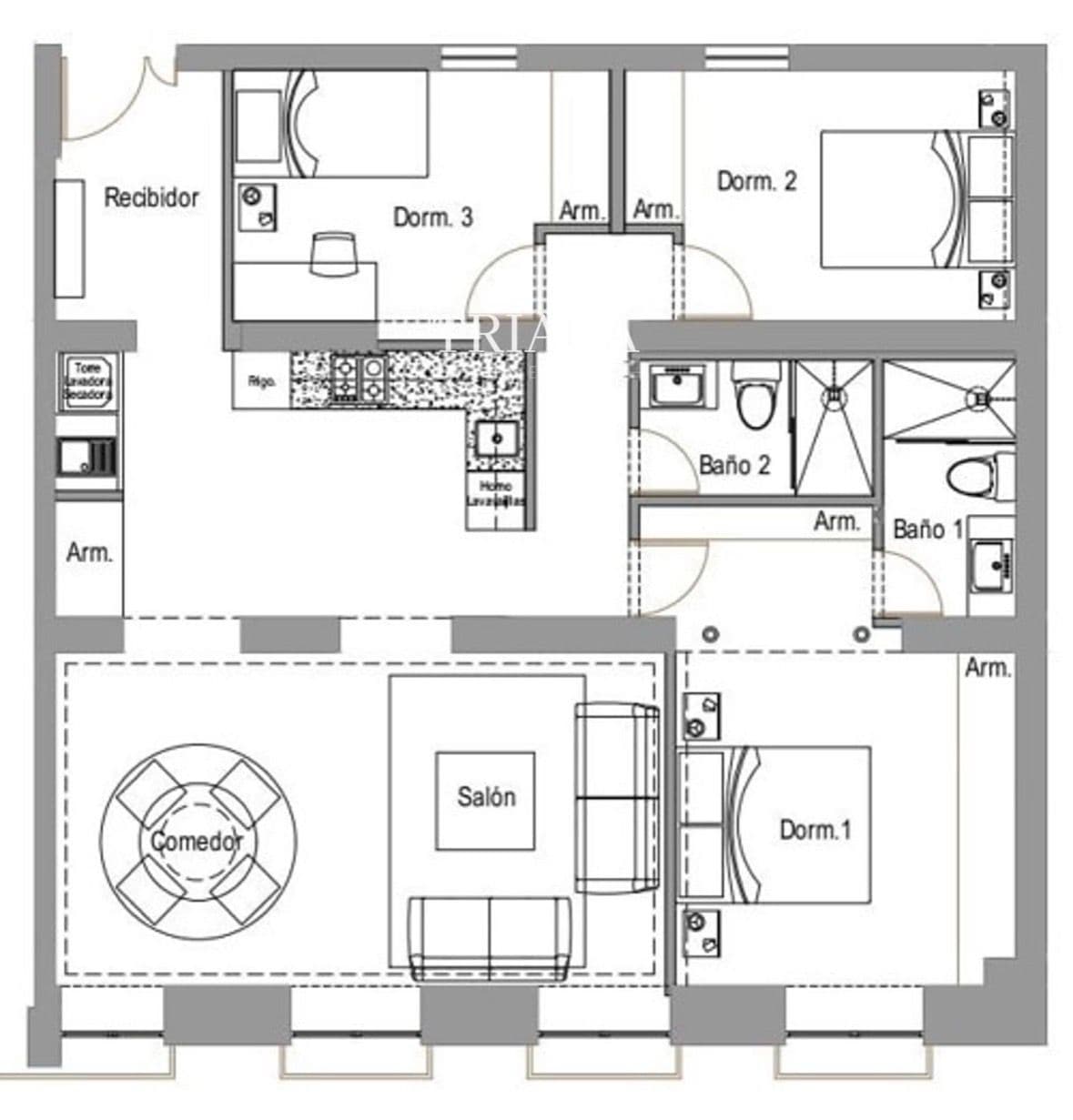 Plano de planta — Luz y diseño funcional en Goya, Barrio de Salamanca - Goya