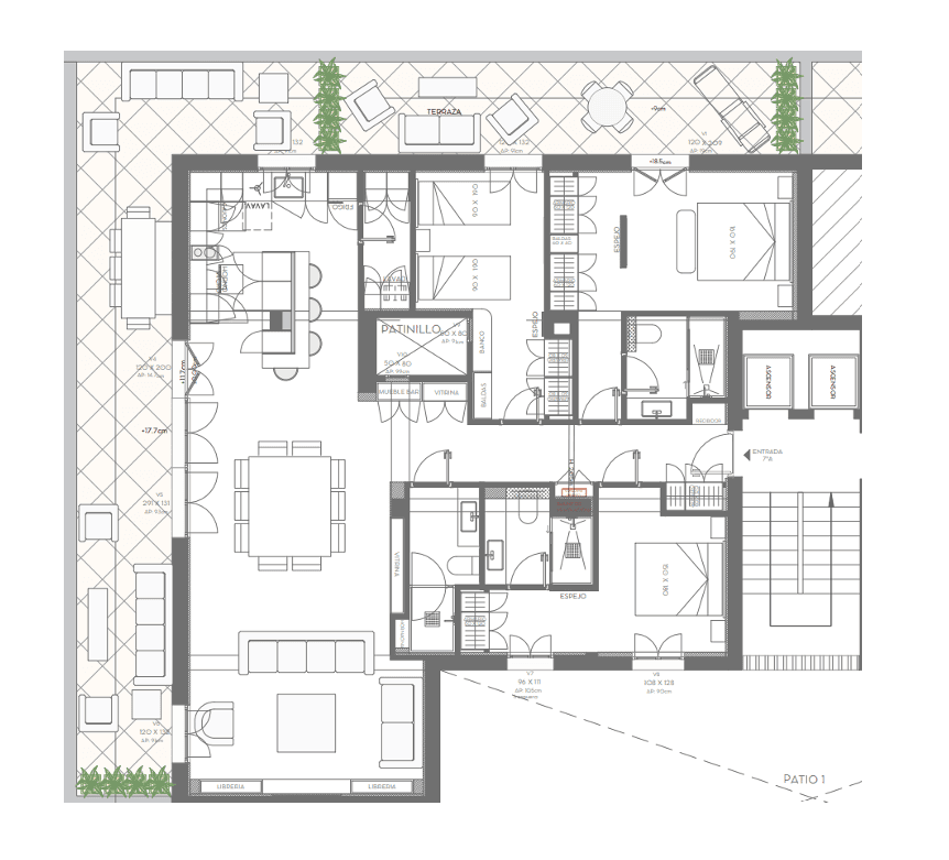 Plano de planta — Terraza de 55 m² sobre los tejados de Lista, Barrio de Salamanca - Lista
