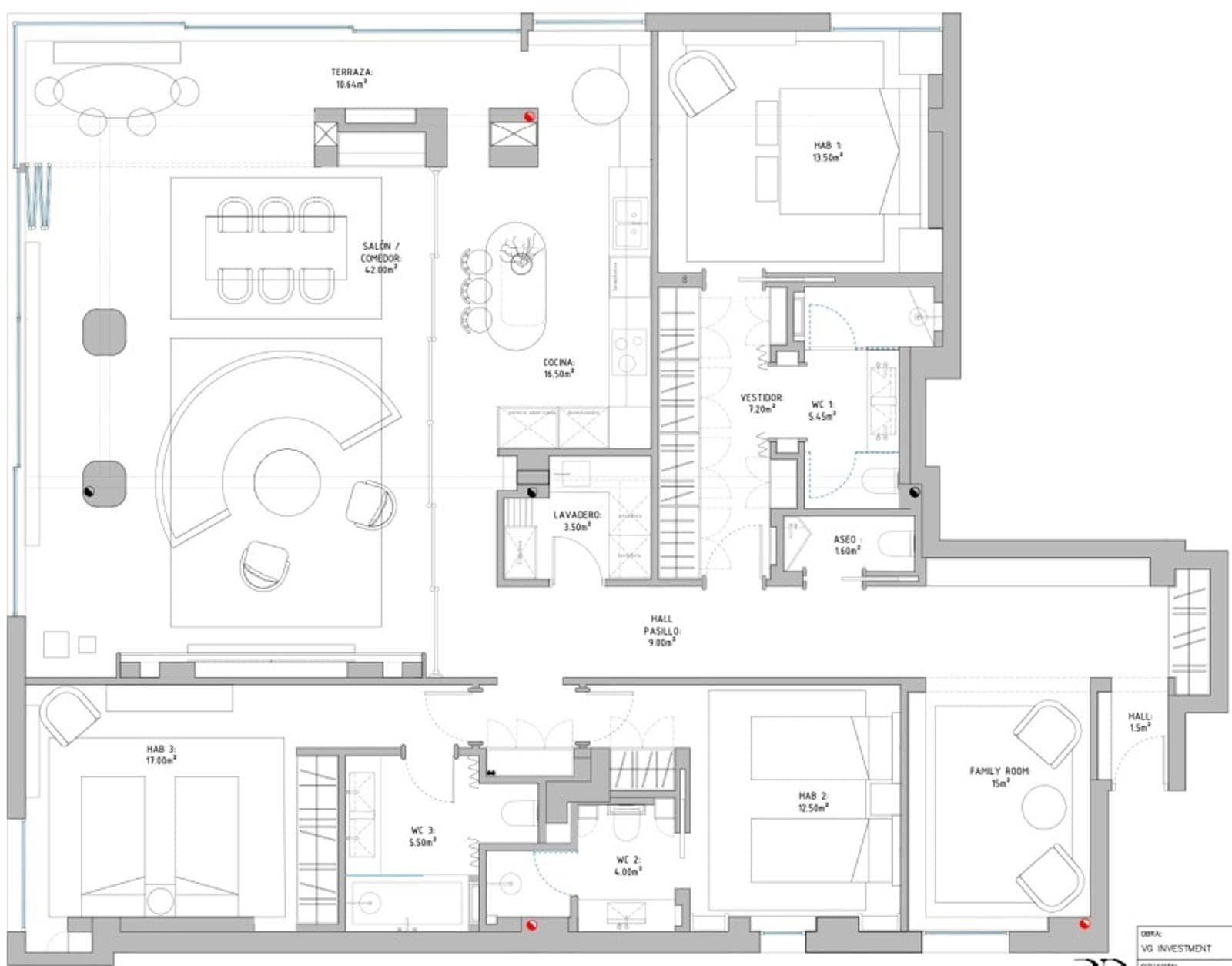 Plano de planta — Amplitud, terraza y vida sofisticada en Castellana, Barrio de Salamanca - Castellana