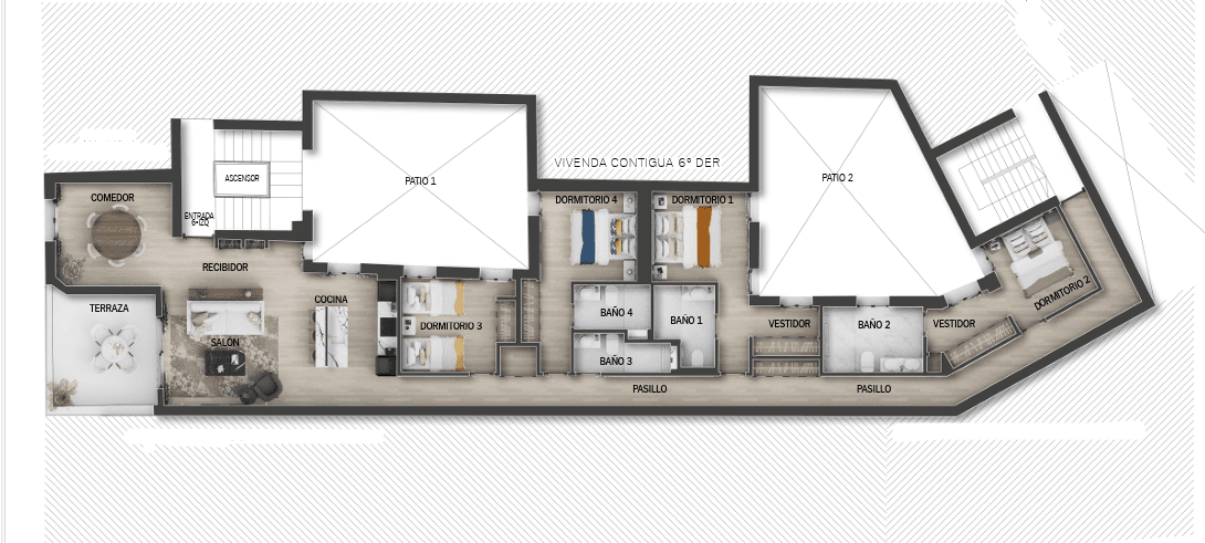 Plano de planta — Ático con terraza privada en el centro de Madrid, Centro - Palacio
