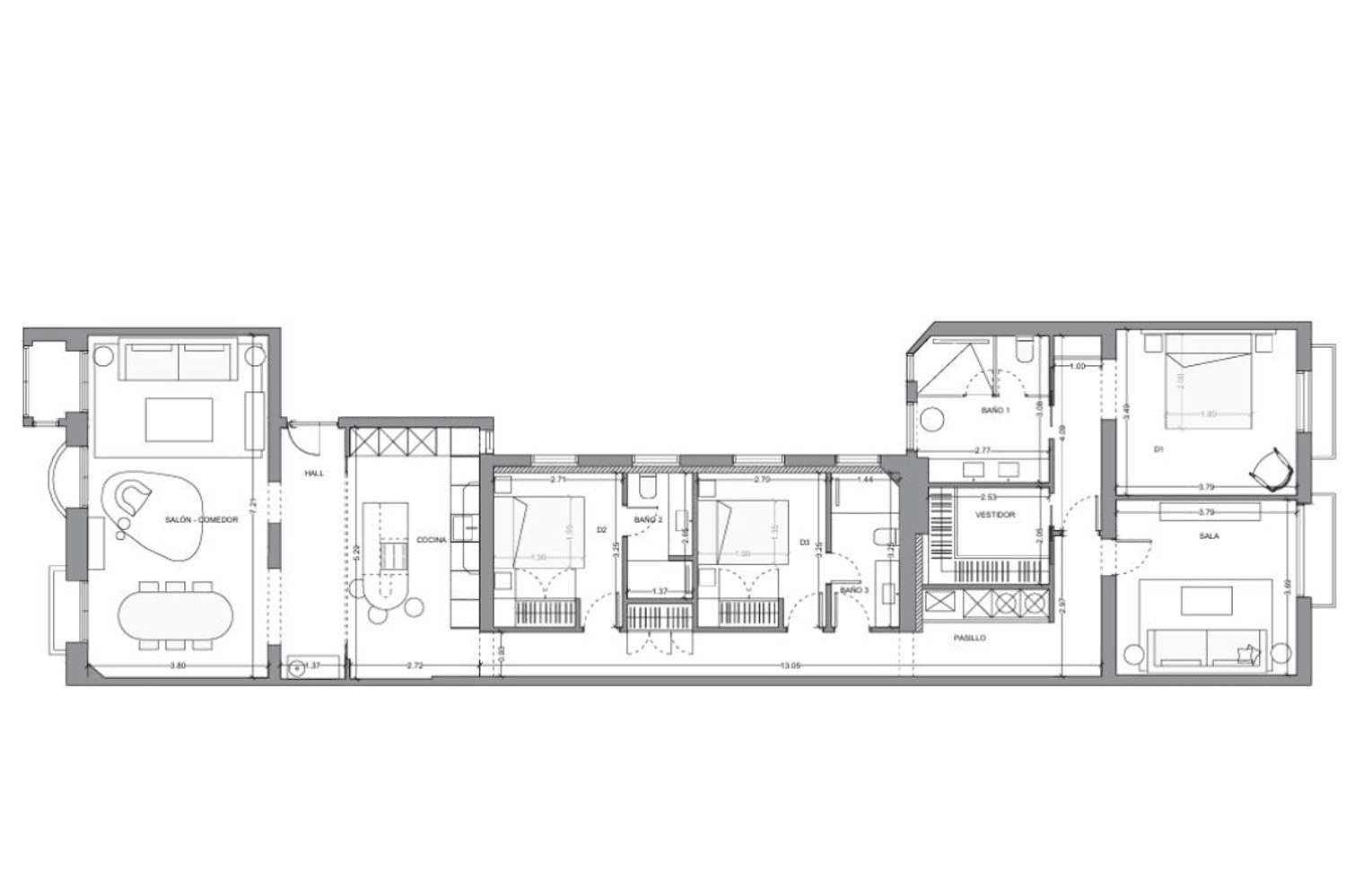 Plano de planta — Gran amplitud, terraza y garaje en Lista, Barrio de Salamanca - Lista