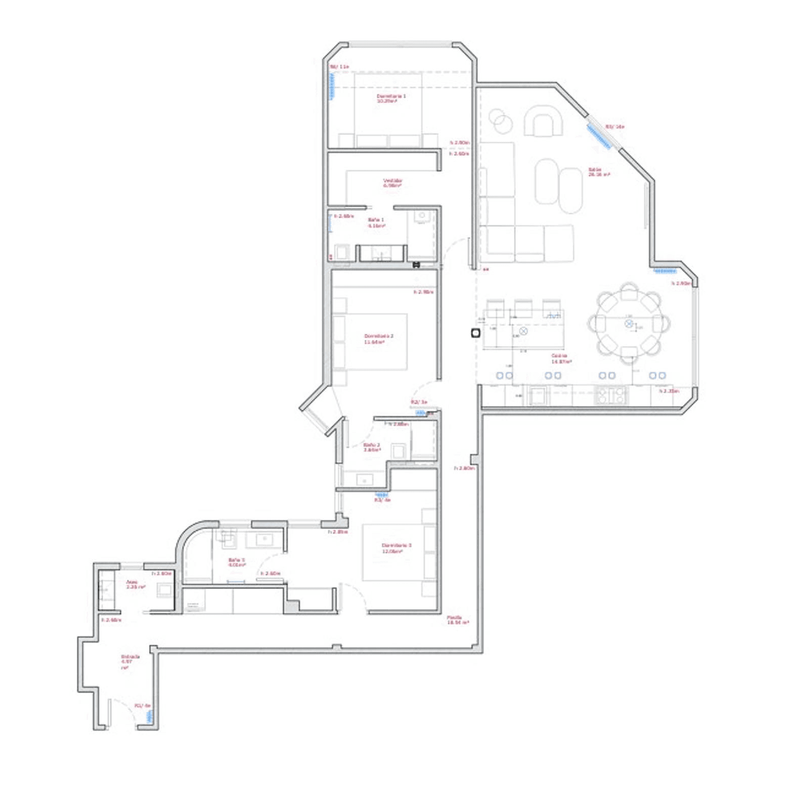 Plano de planta — Interiores atemporales y suites en Almagro, Chamberí - Almagro