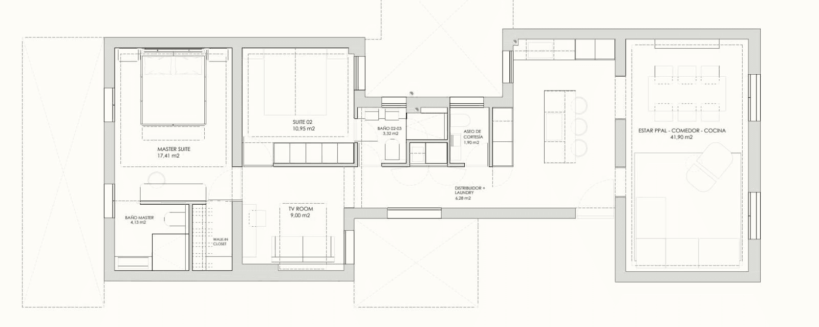 Plano de planta — Cocina abierta y estilo sofisticado en Lista, Barrio de Salamanca - Lista