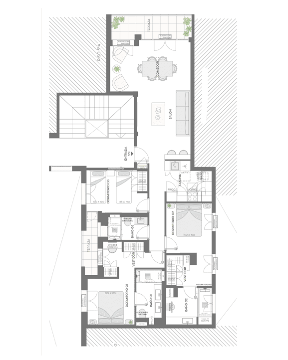 Plano de planta — Quinta planta y luz natural en Fuente del Berro, Barrio de Salamanca - Fuente del Berro