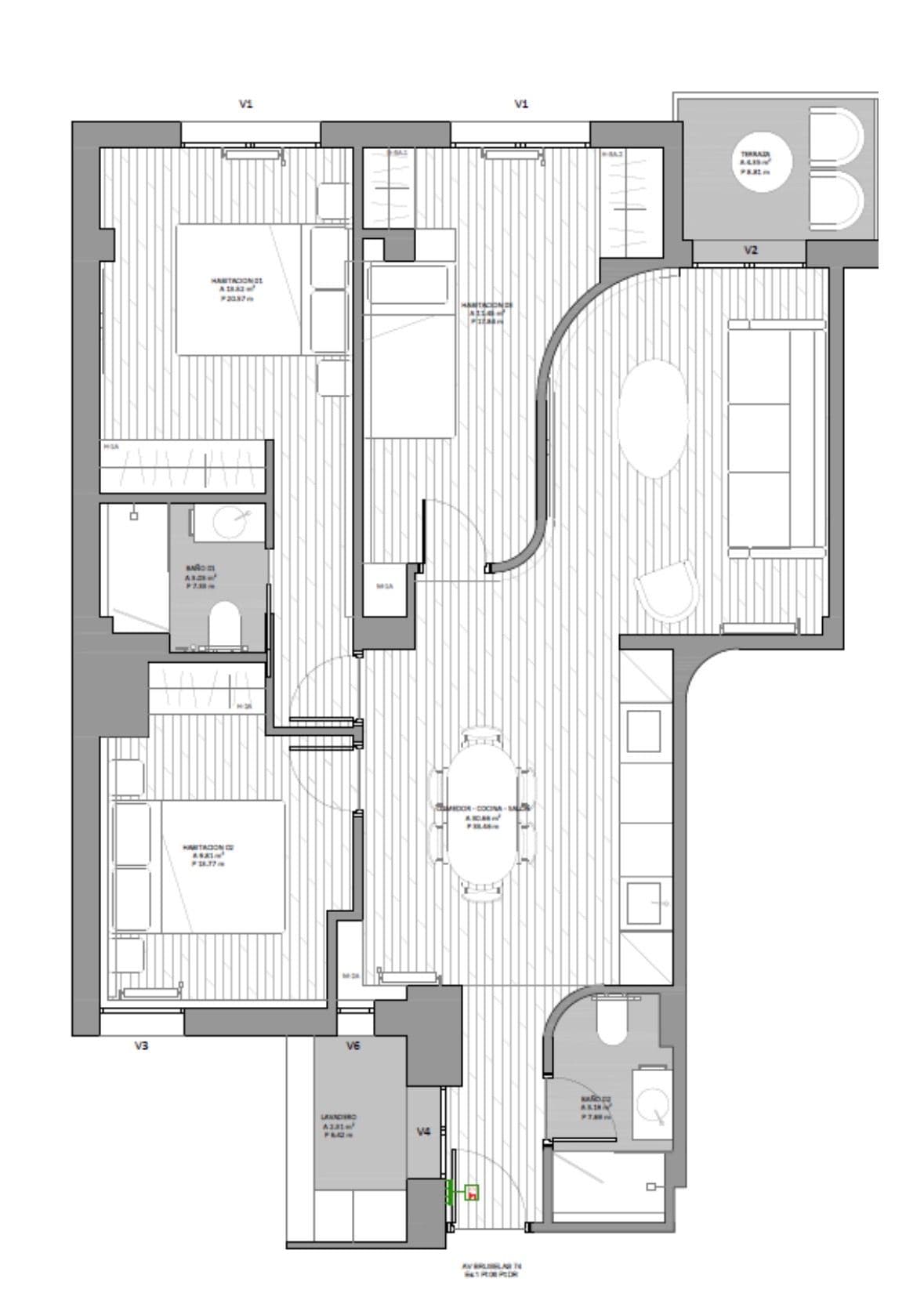 Plano de planta — Terraza de 110 m² con horizonte abierto en Guindalera, Barrio de Salamanca - Guindalera
