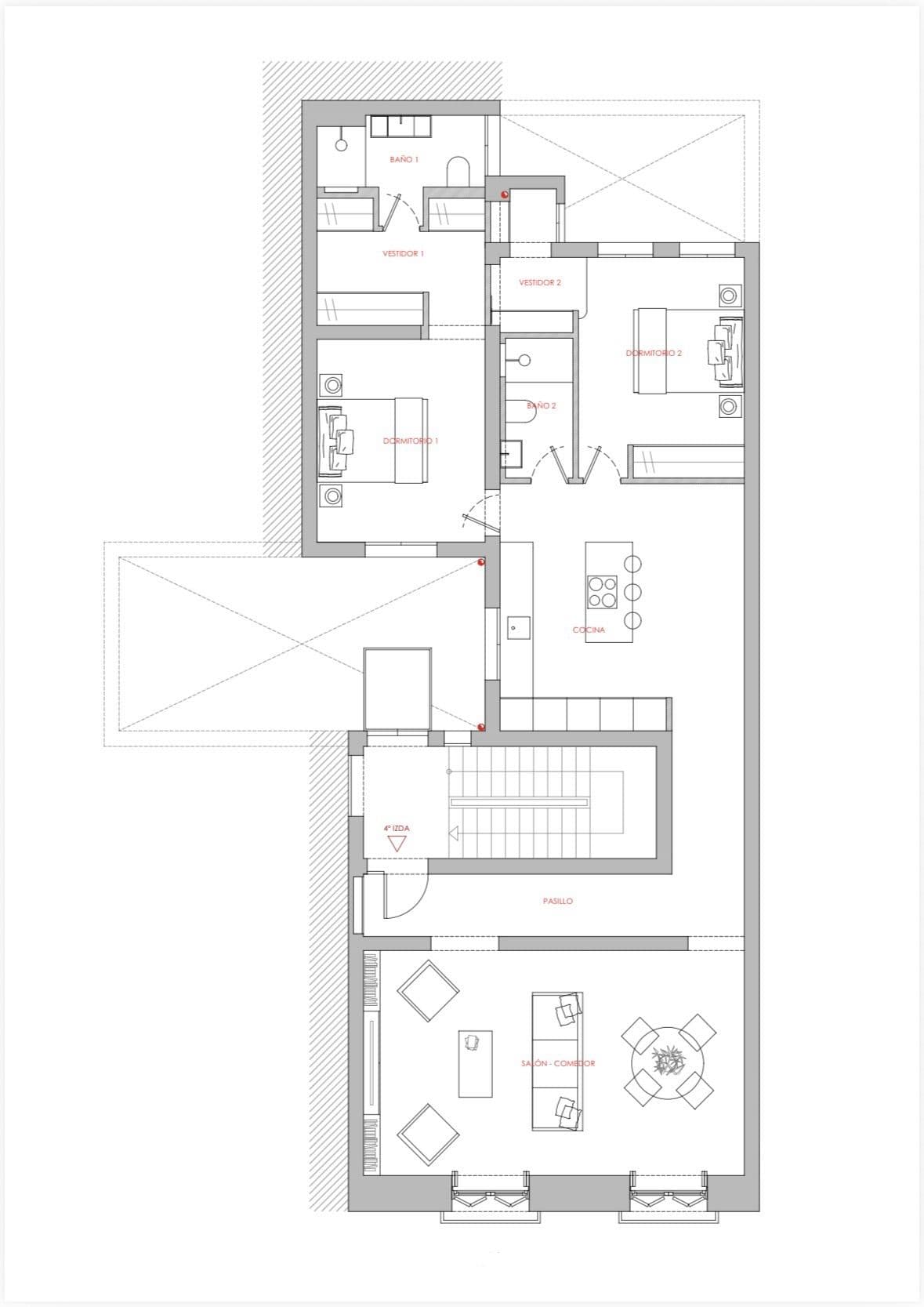 Plano de planta — Balcones exteriores y luz natural en Justicia, Centro - Justicia