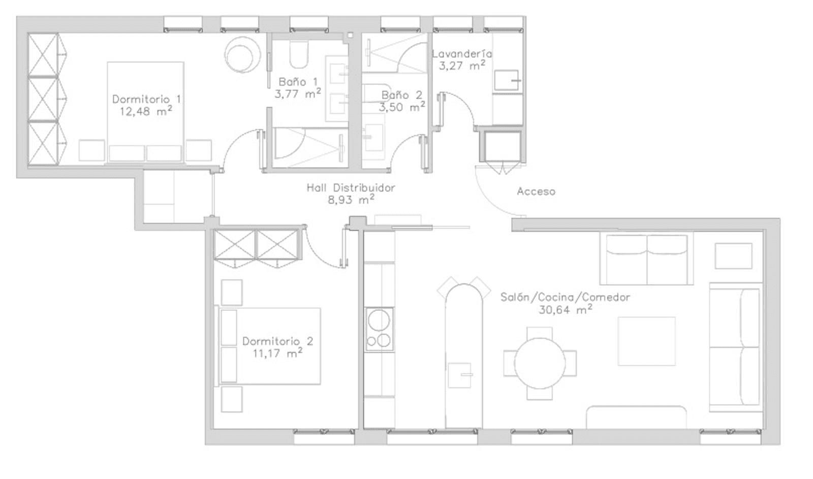 Plano de planta — Calidez contemporánea en una finca clásica de Lista, Barrio de Salamanca - Lista