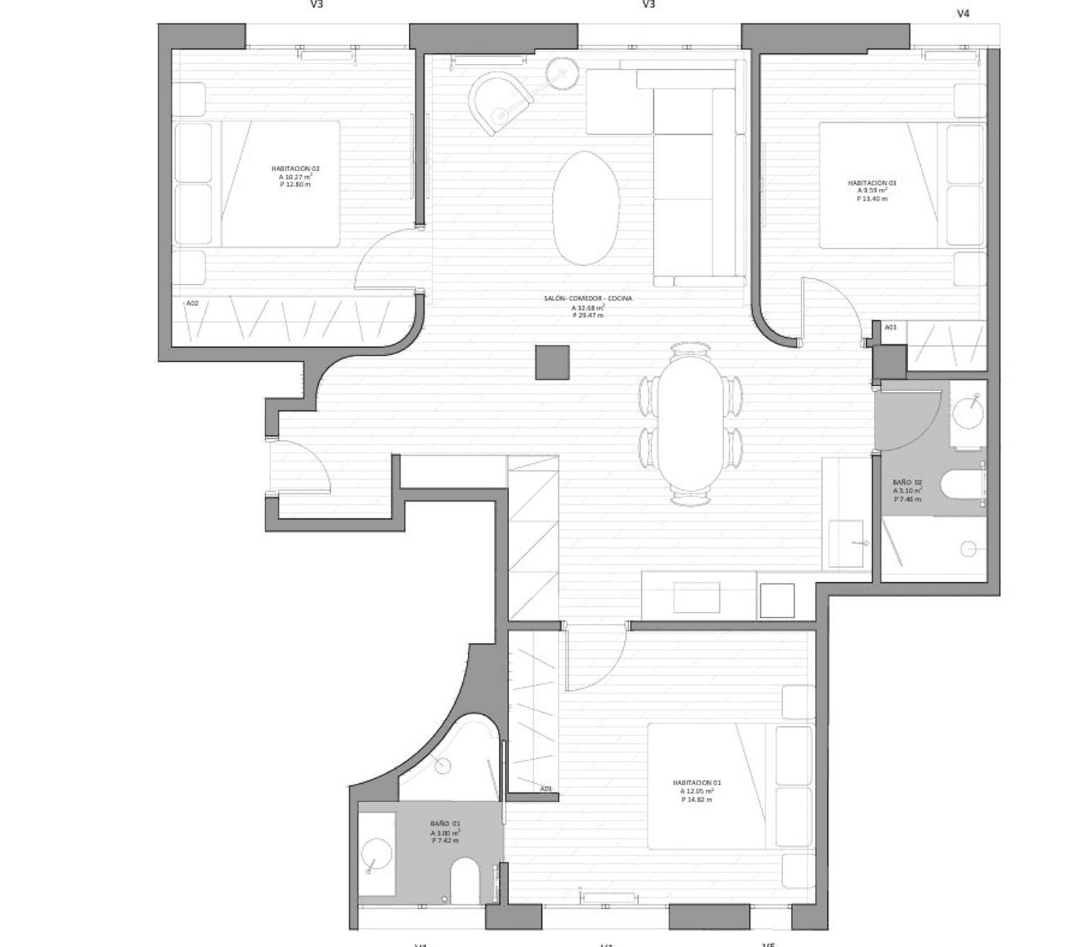 Plano de planta — Espacios abiertos y vida residencial en Chamberí, Chamberí - Arapiles