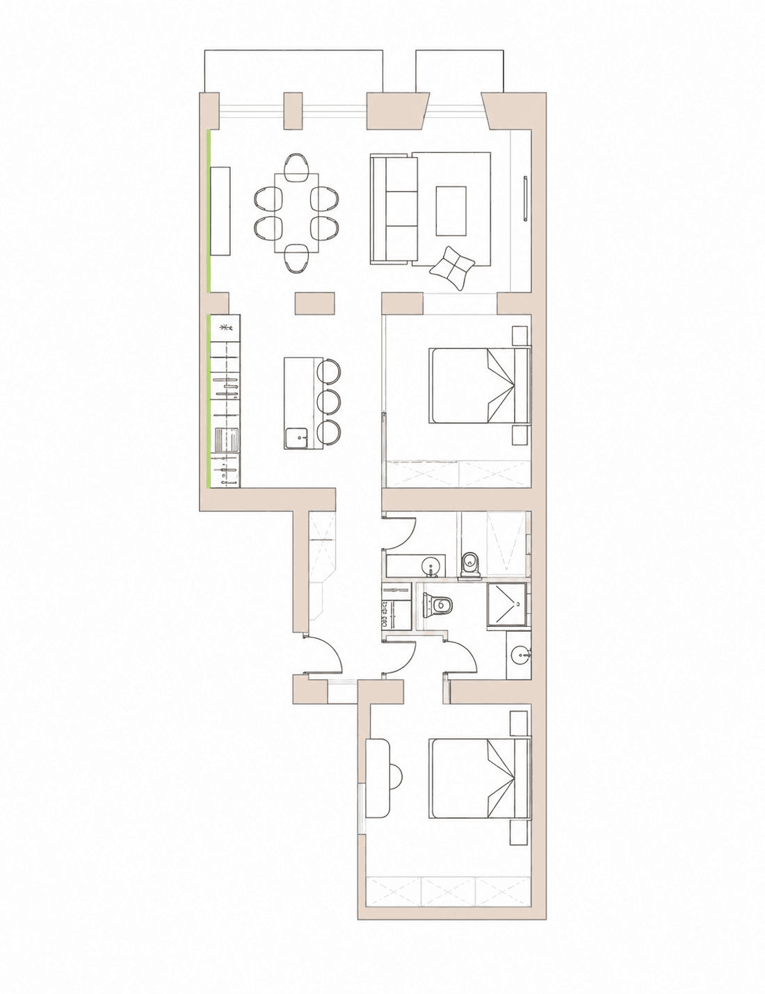Plano de planta — Arquitectura clásica y estilo contemporáneo en Lista, Barrio de Salamanca - Goya