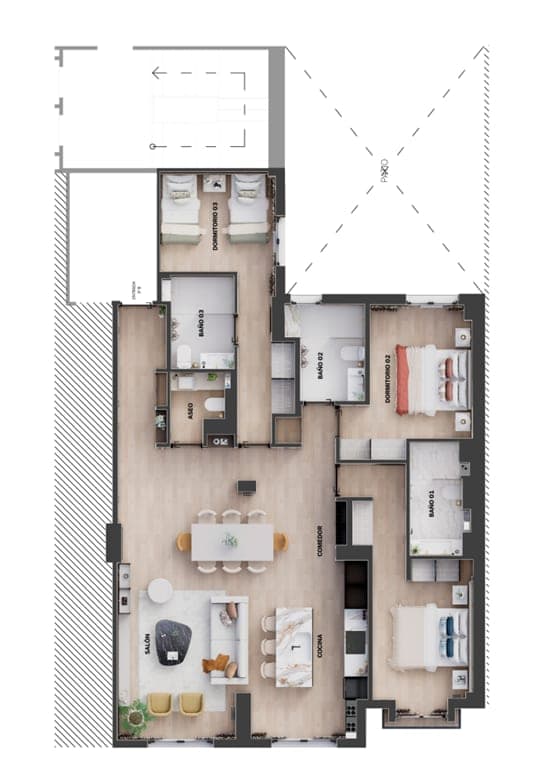 Plano de planta — Garaje, trastero y luz sur en Lista, Barrio de Salamanca - Lista