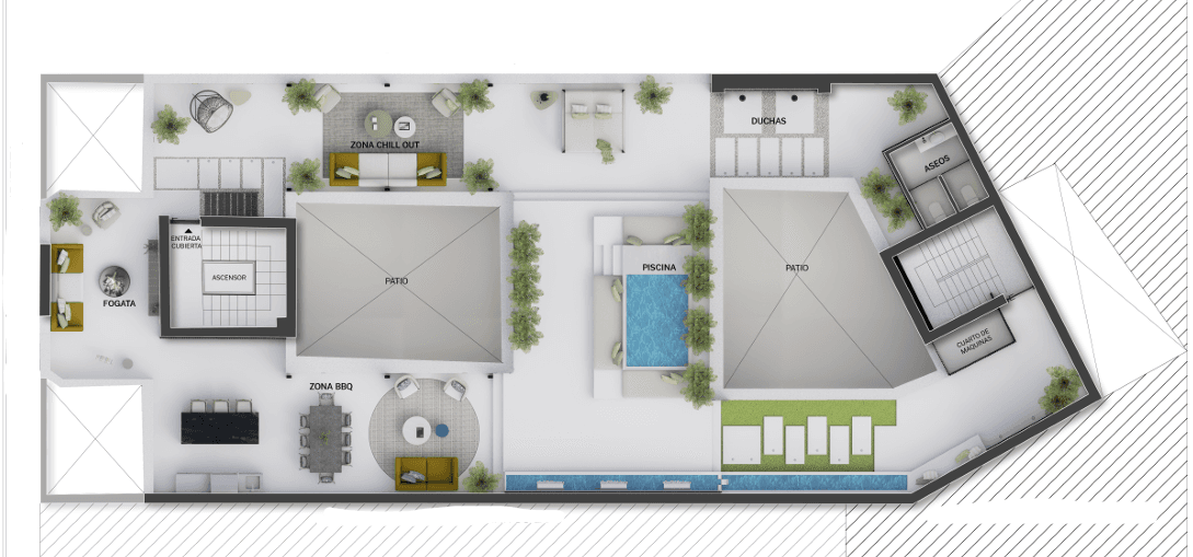 Plano de planta — Ático con terraza privada en el centro de Madrid, Centro - Palacio