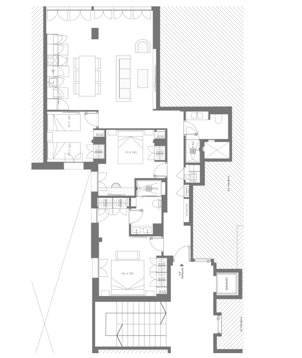 Plano de planta — Tres dormitorios y cocina cuidada en Lista, Barrio de Salamanca - Lista