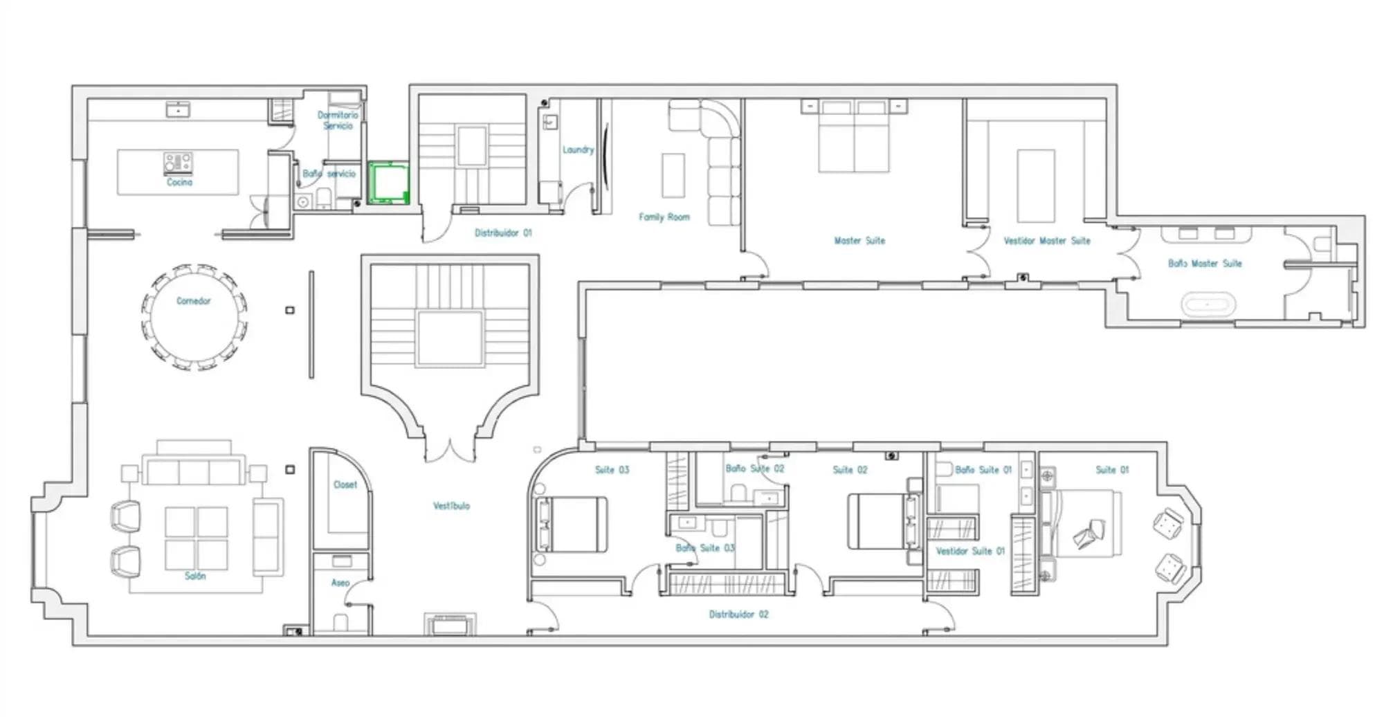 Plano de planta — Gran residencia señorial en Recoletos, Barrio de Salamanca - Recoletos