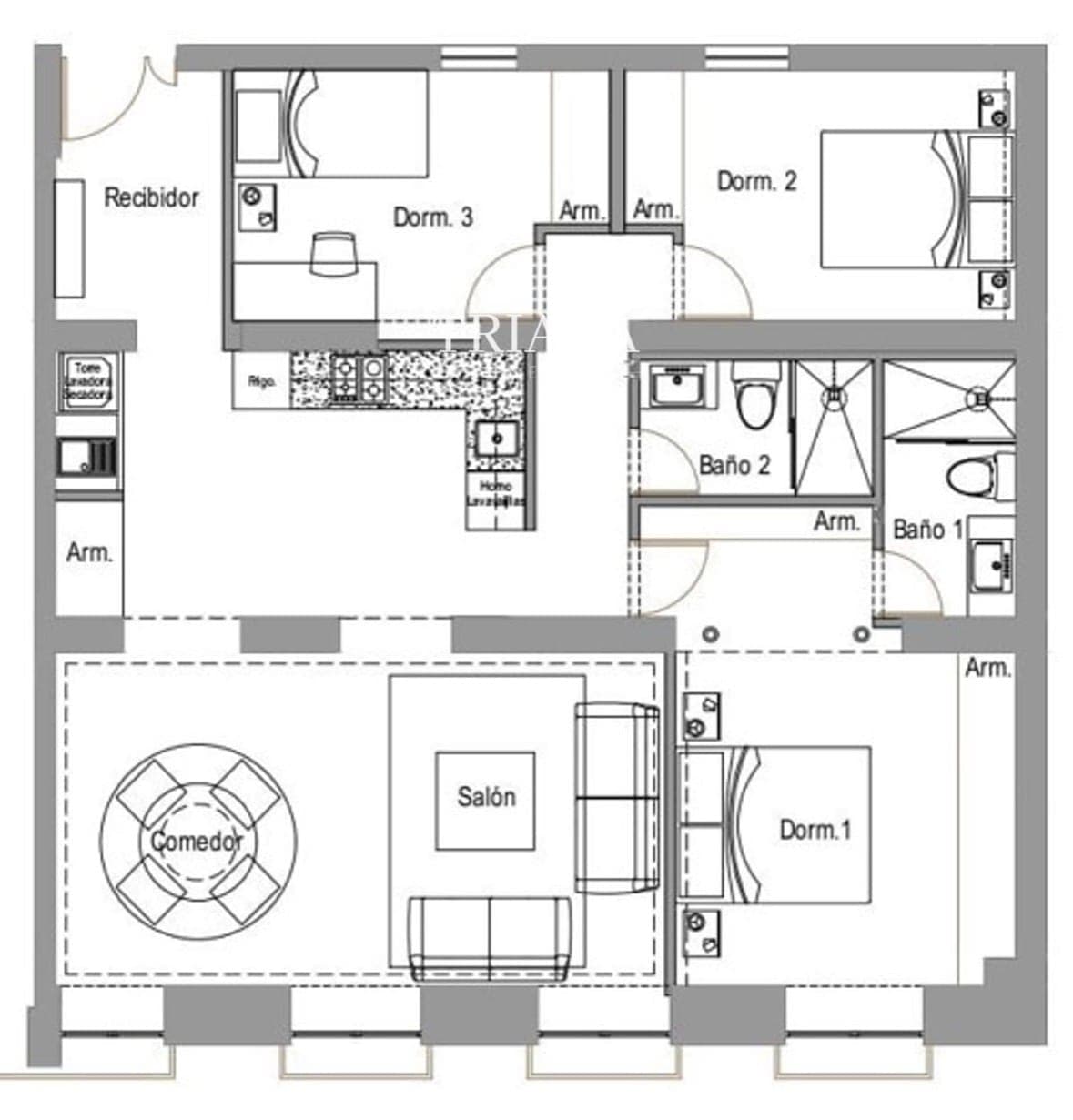 Plano de planta — Luz y diseño funcional en Goya, Barrio de Salamanca - Goya