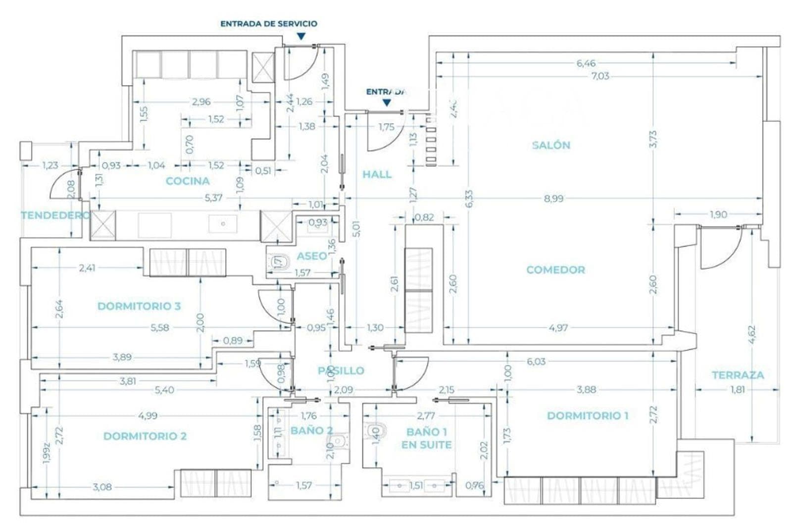 Plano de planta — Amplitud y conexión exterior en Lista, Barrio de Salamanca - Lista