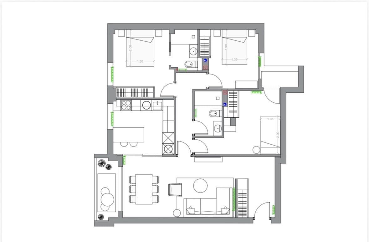 Plano de planta — Garaje y diseño contemporáneo en Guindalera, Barrio de Salamanca - Guindalera