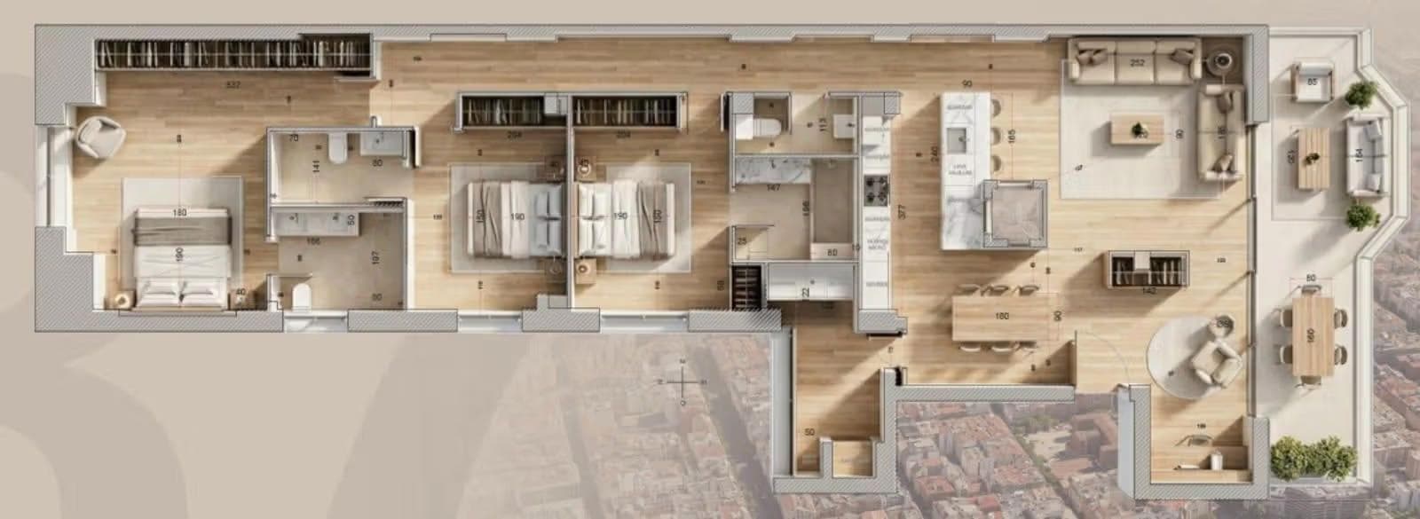 Plano de planta — Ático con luz, amplitud y privacidad en Lista, Barrio de Salamanca - Lista