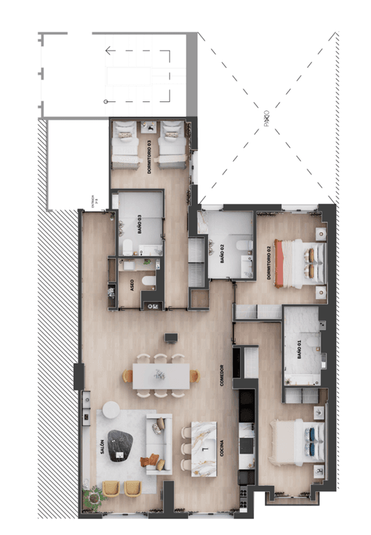 Plano de planta — Garaje, trastero y luz sur en Lista, Barrio de Salamanca - Lista
