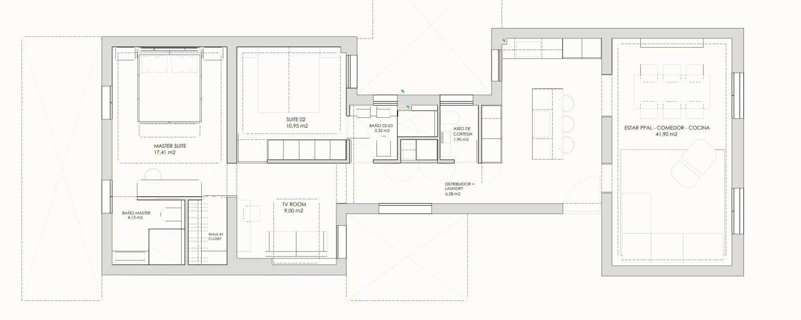 Plano de planta — Cocina abierta y estilo sofisticado en Lista, Barrio de Salamanca - Lista