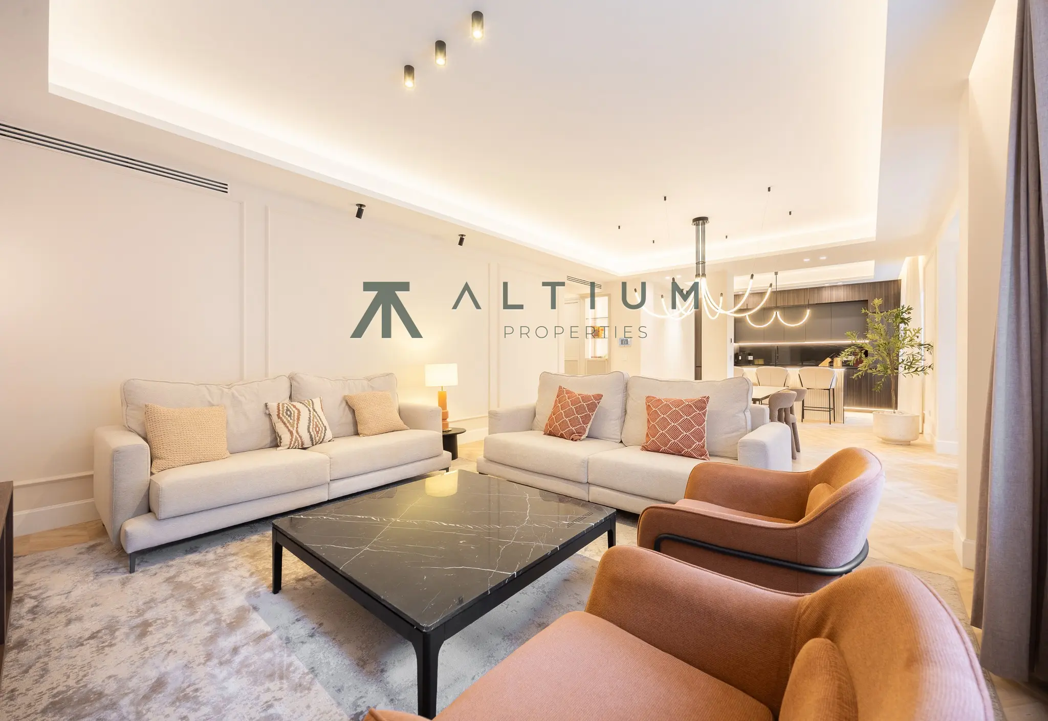 A generous living room, island kitchen and four double bedrooms