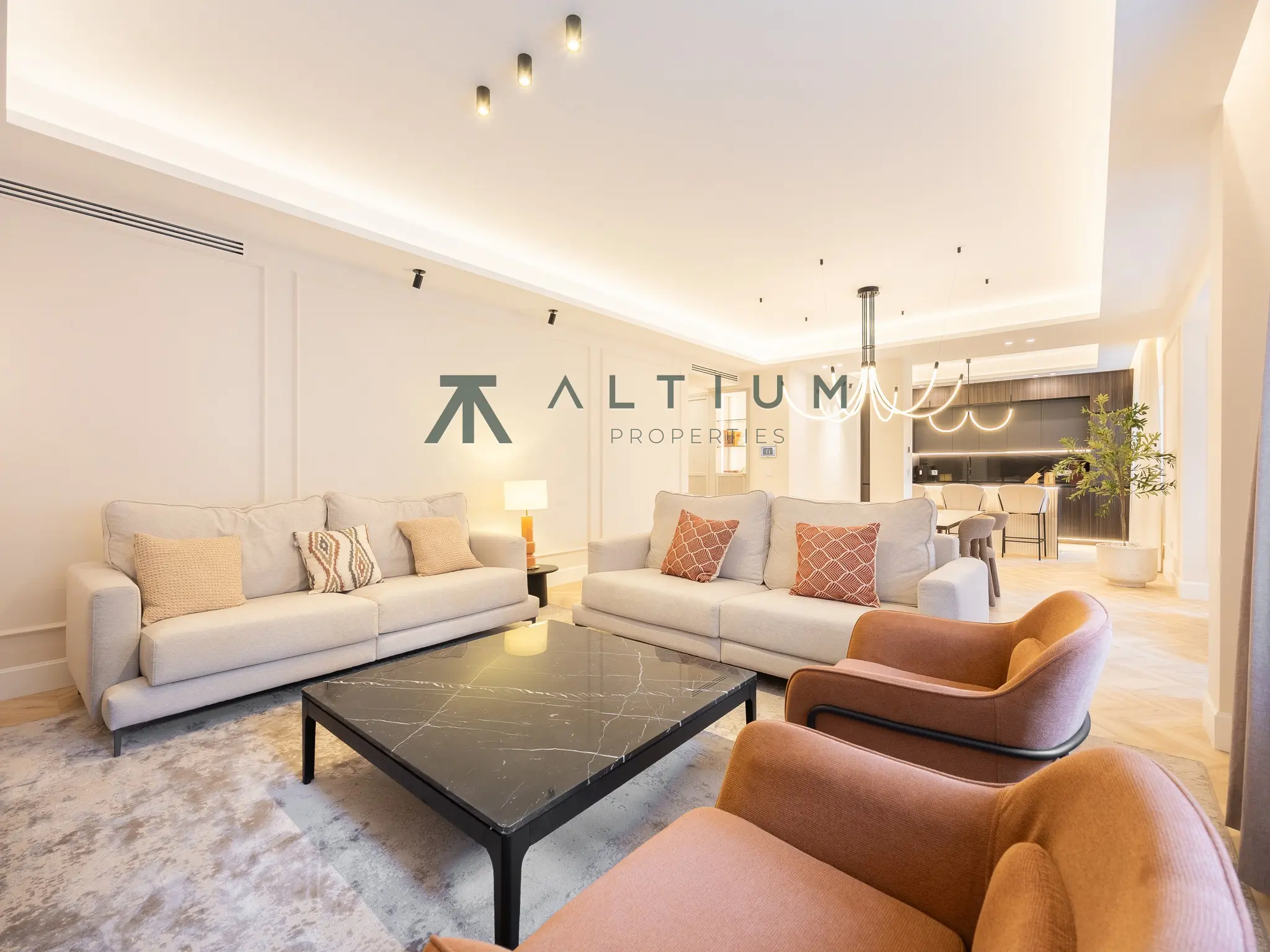 A generous living room, island kitchen and four double bedrooms
