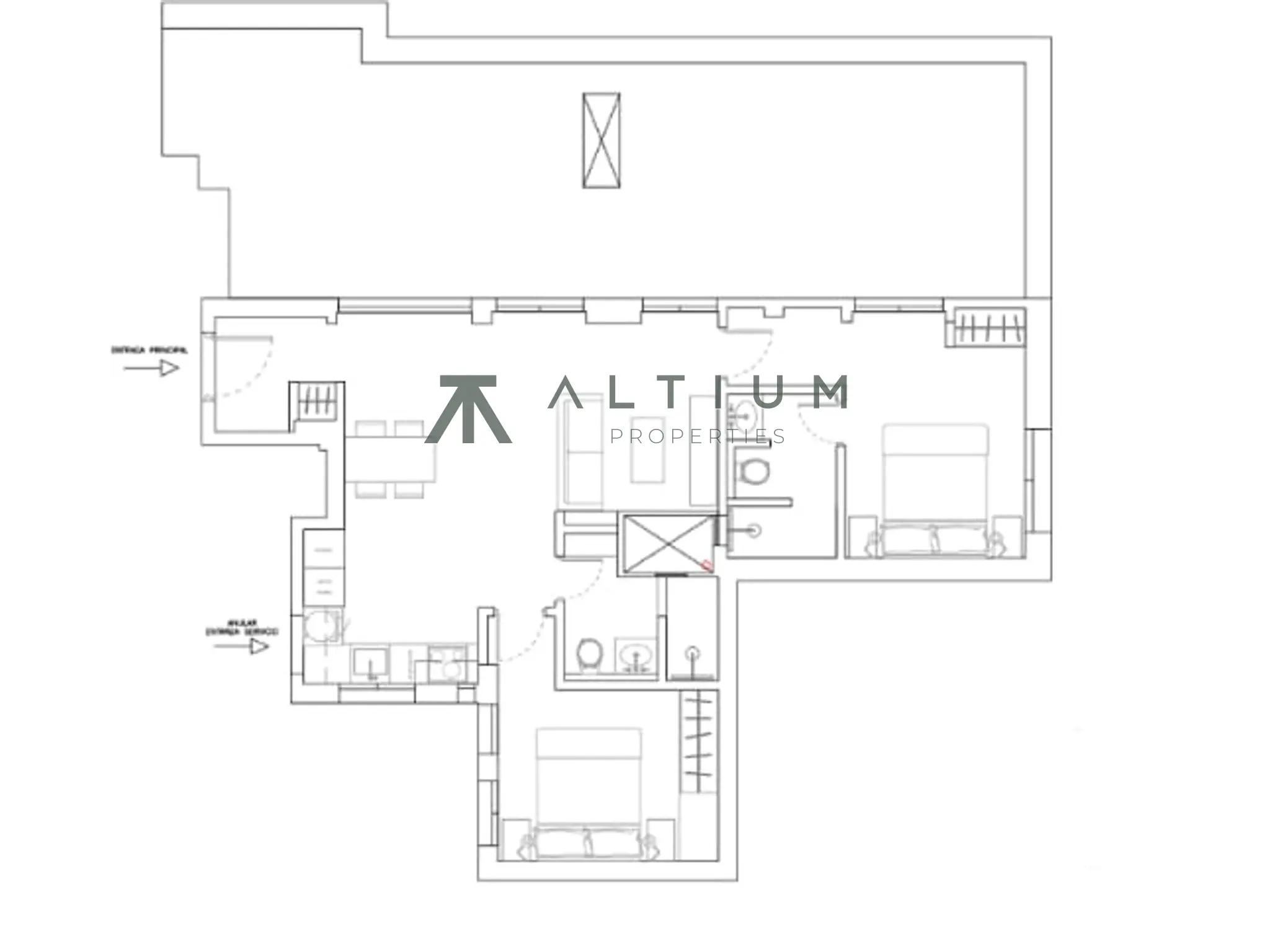 Dos dormitorios y 44 m² de terraza en Almagro