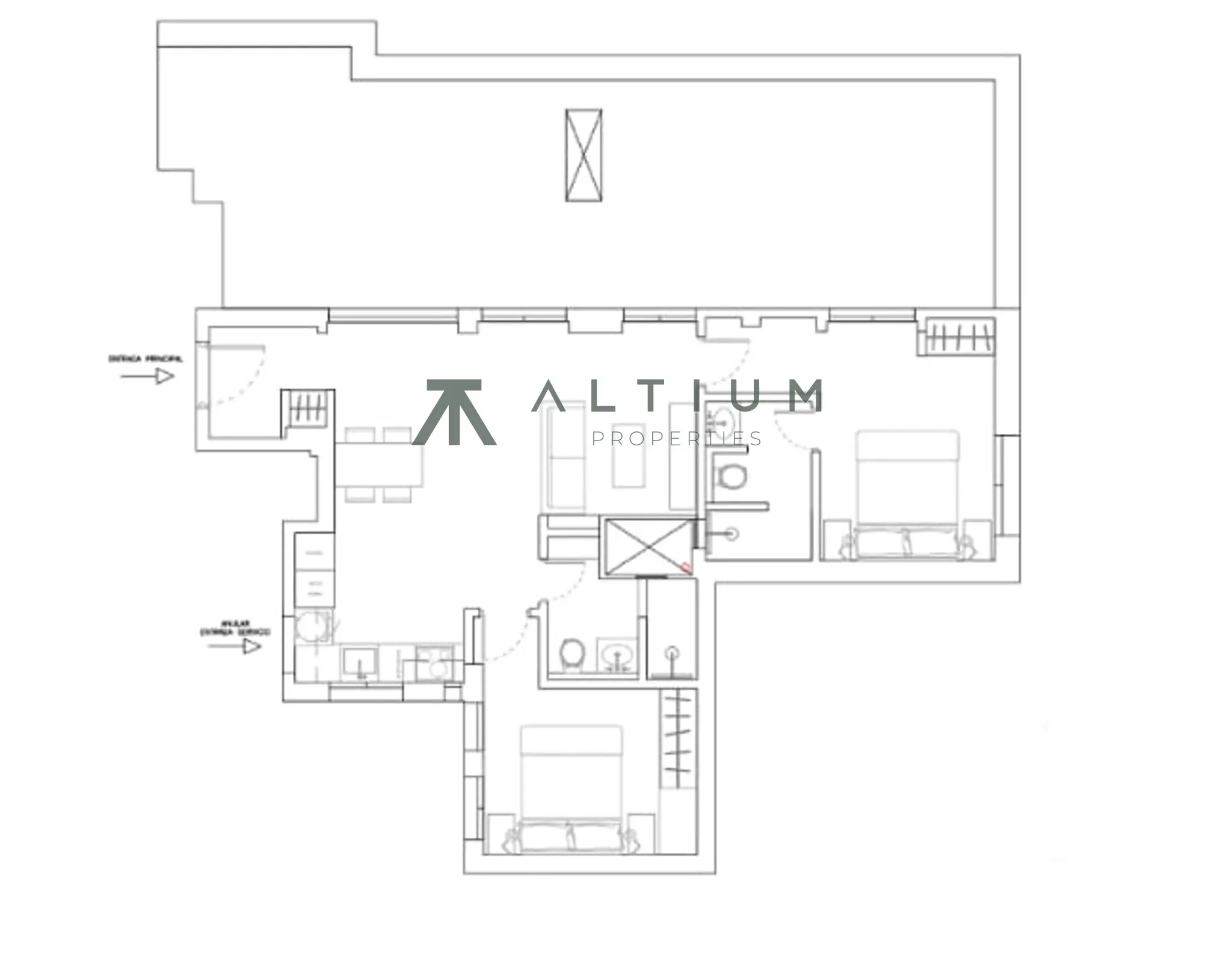 Dos dormitorios y 44 m² de terraza en Almagro